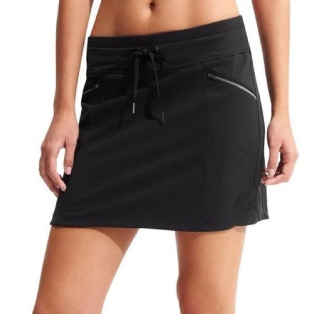 Athleta Metro Skort Skirt Stretch Black Zip Pocket